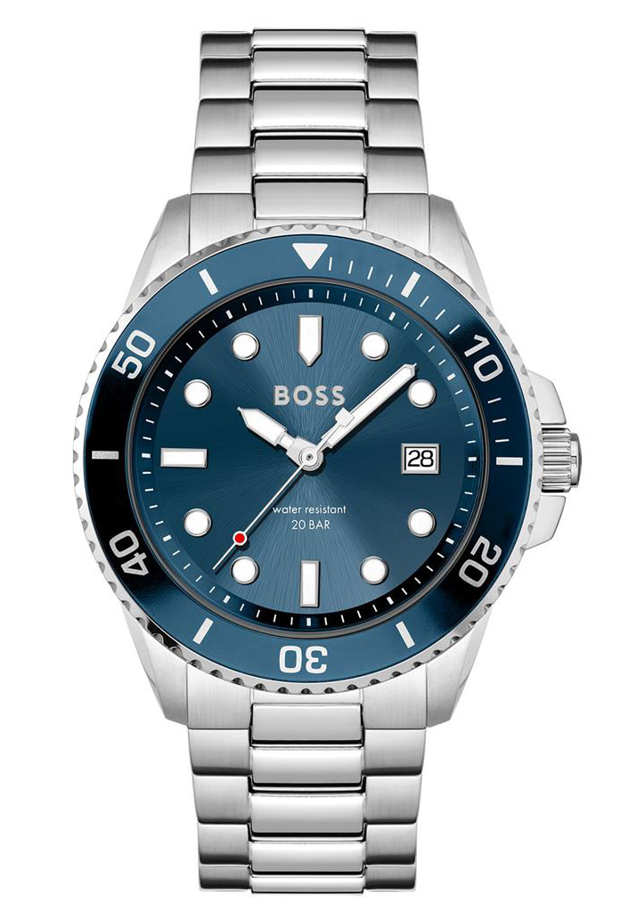 BOSS Ace 1513916 -  Kvarts - Sølv - Herreklokker - Rustfritt stål - ledd m/pin - Mineral