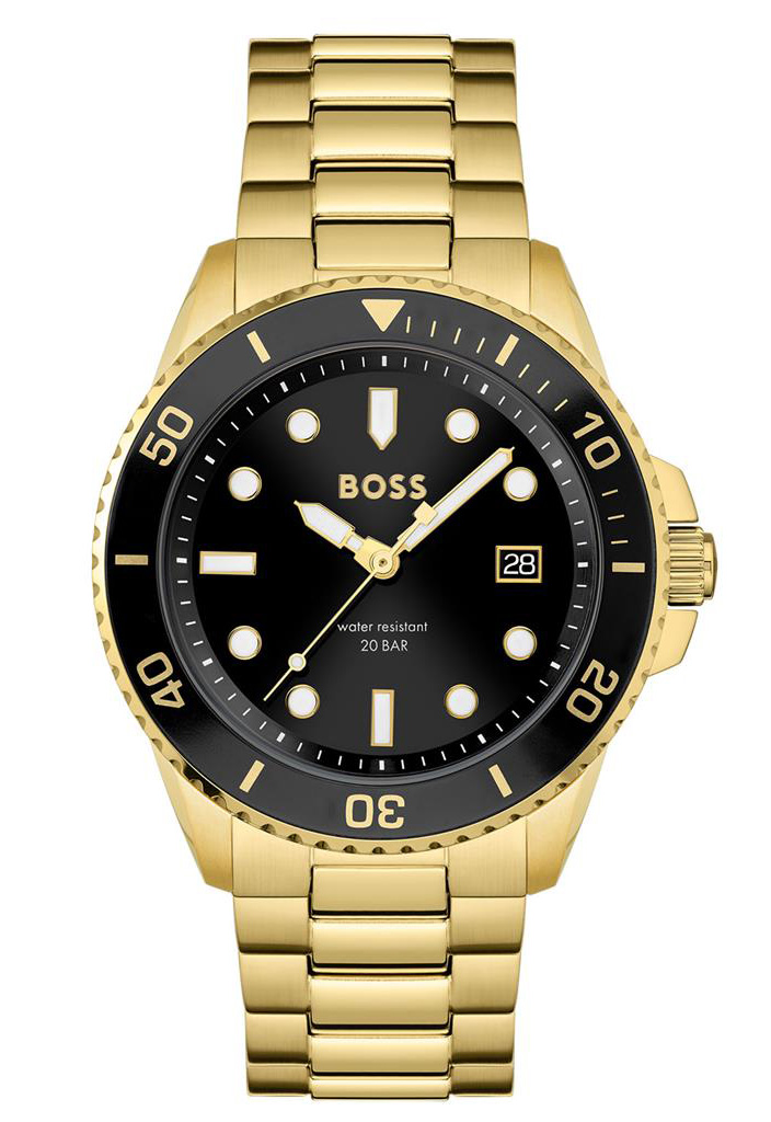 Hugo Boss, Ace herreklokke med gullfarget stållenke