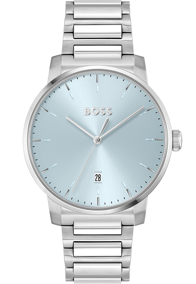 BOSS Dean 1514132 -  Kvarts - Sølv - Herreklokker - Rustfritt stål - ledd m/pin - Mineral