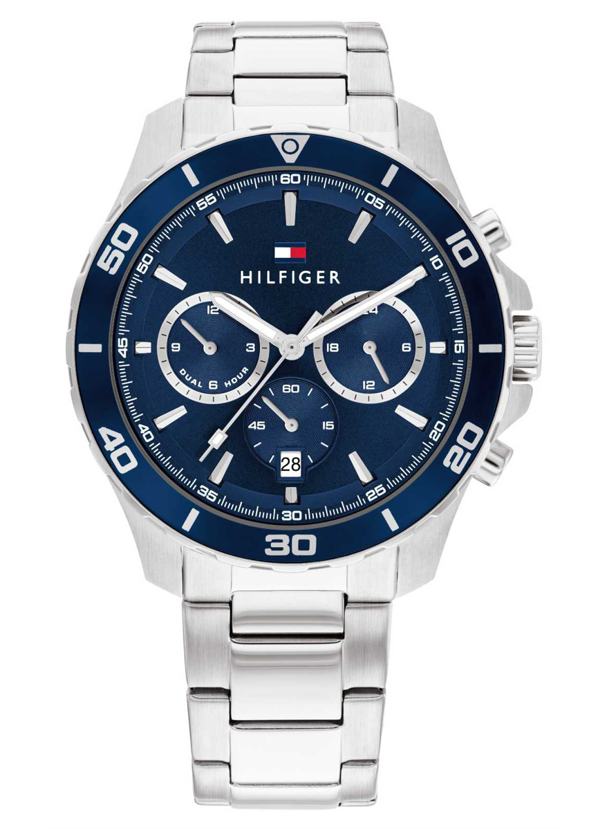 Tommy Hilfiger, Jordan herreklokke med sølvfarget stålrem og kronograf
