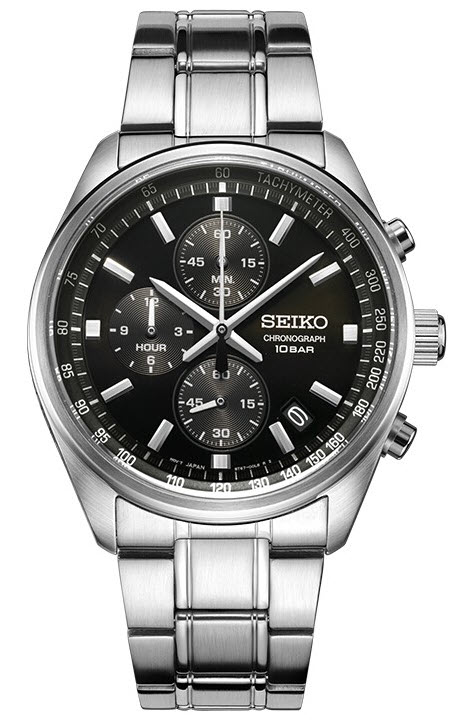 Seiko, Basic herreklokke med stållenke og kronograf