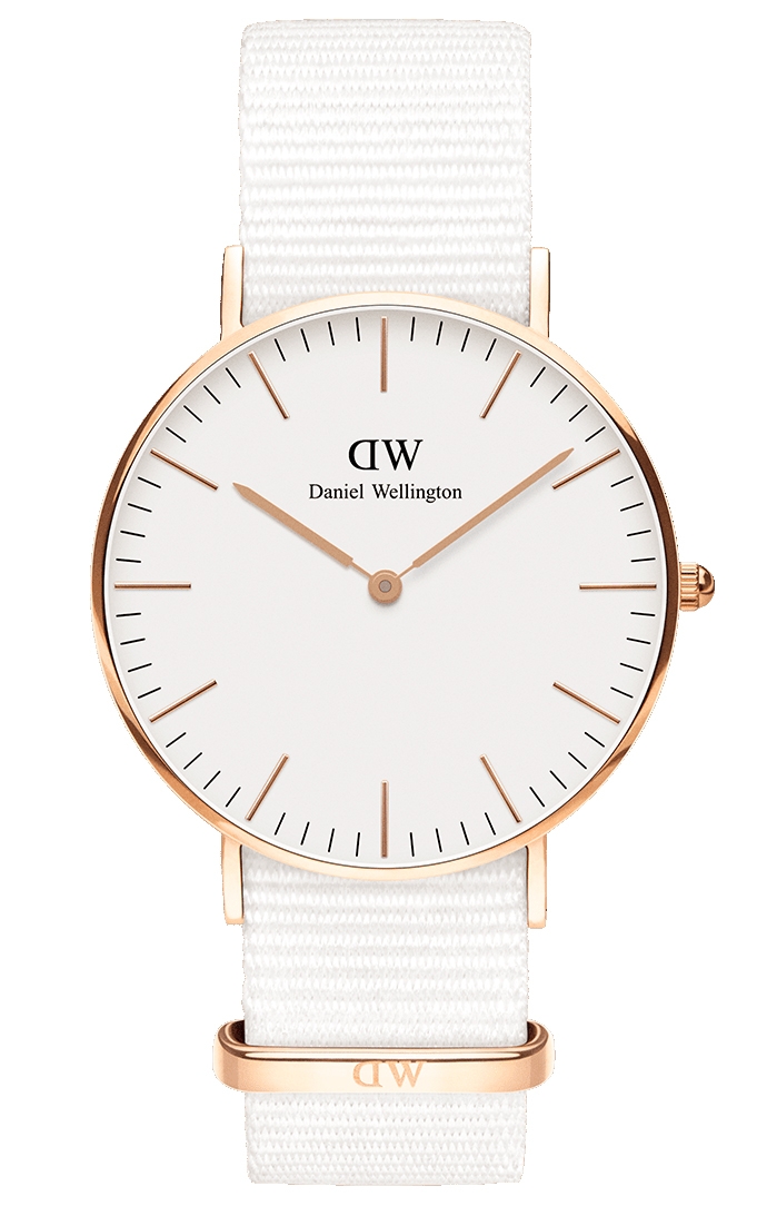 Daniel Wellington Classic Dover Rose Gold 36mm DW00100309 -  Kvarts - Rosegull - Dameklokker - Stoff - Mineral