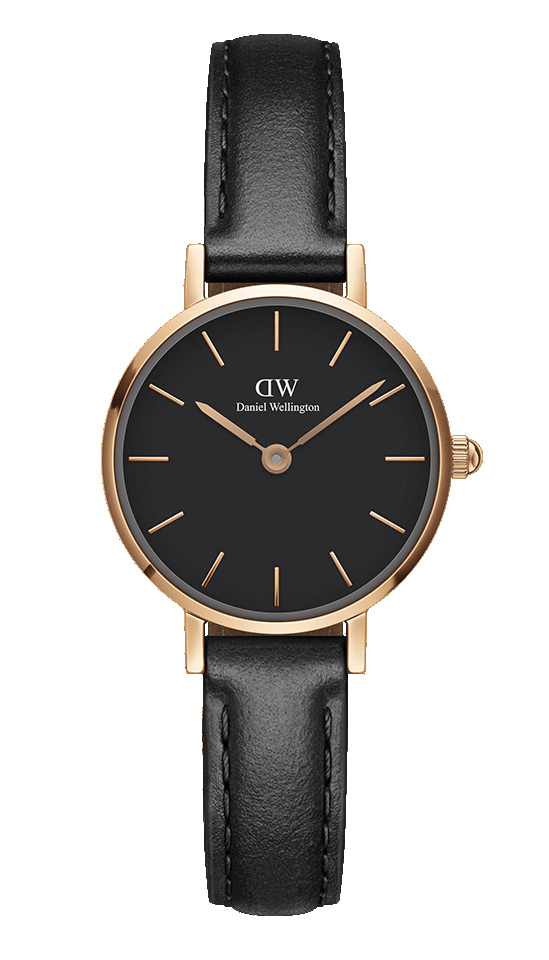 Daniel Wellington Classic Petite 24mm Sheffield Black Rose Gold DW00100444 -  Kvarts - Rosegull - Dameklokker - Skinn - Mineral