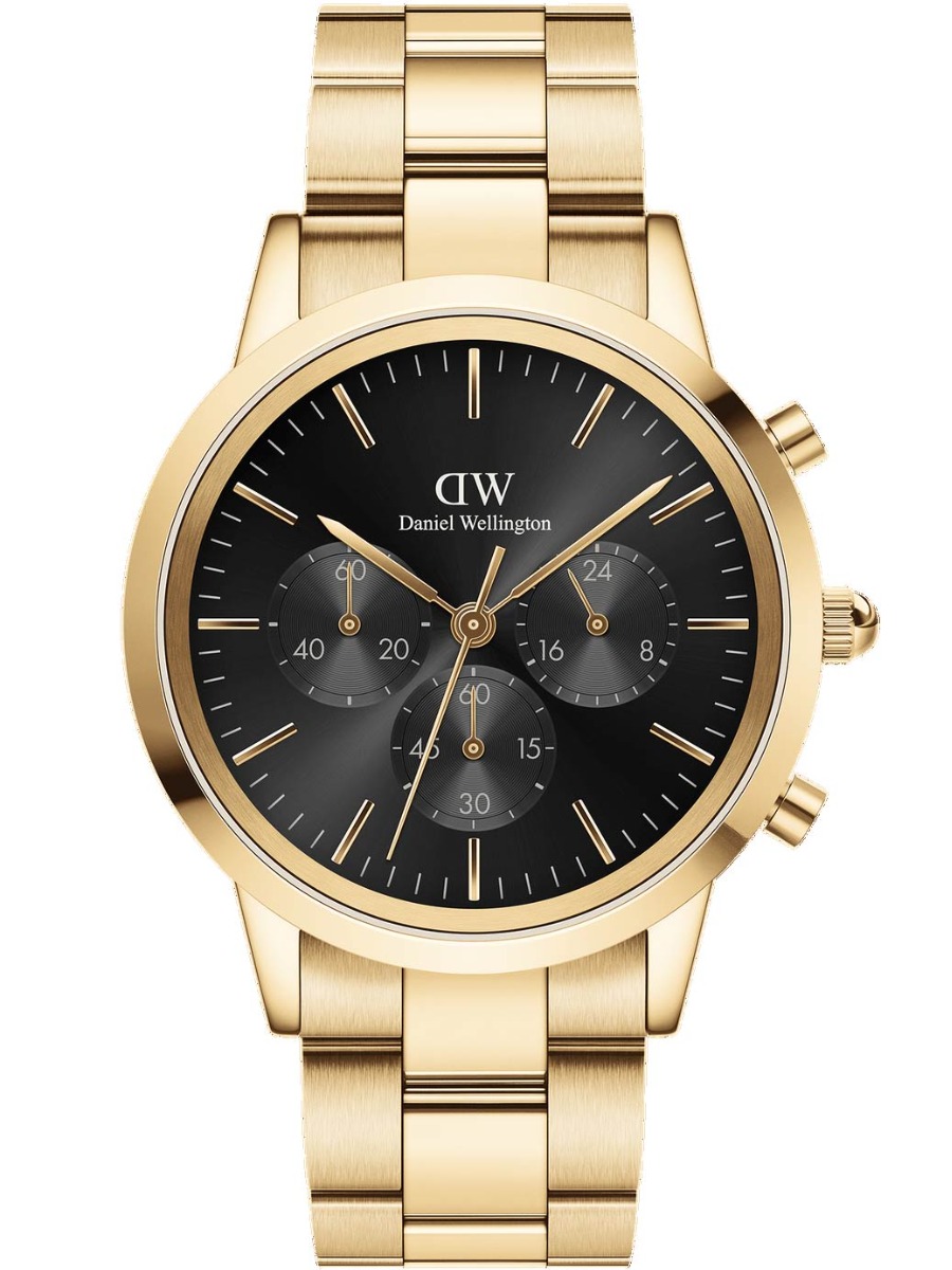 Daniel Wellington DW Watch Iconic Chronograph Link Onyx G 42mm Gold
