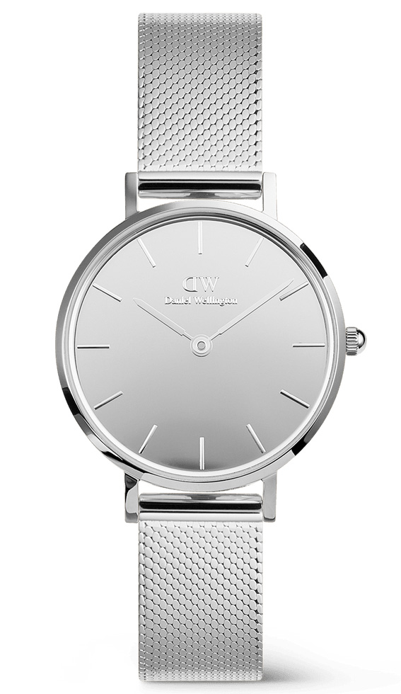 Daniel Wellington 28mm Petite Reflection Silver DW00100796 -  Kvarts - Sølv - Dameklokker - Meshlenke - Mineral