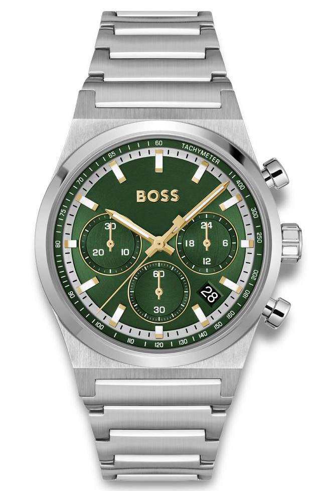 BOSS Candor Chrono 1514220 -  Kvarts - Sølv - Herreklokker - Rustfritt stål - ledd m/pin - Mineral