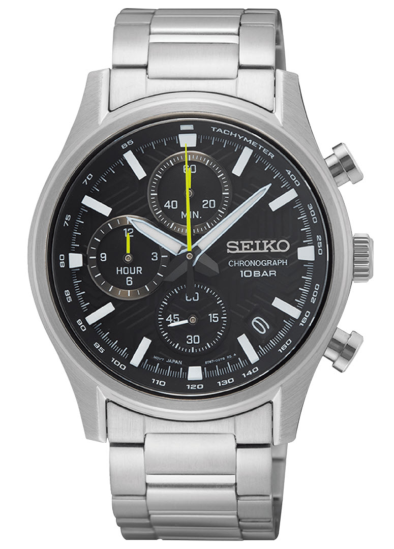Seiko 39mm Dress Chronograph SSB419P1 -  Kvarts - Sølv - Herreklokker - Rustfritt stål - ledd m/pin - Safir