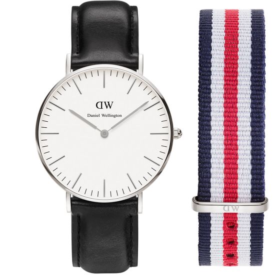 Daniel Wellington Classic Sheffield Silver Lady 0608DW Free Canterbury Strap 0806DW