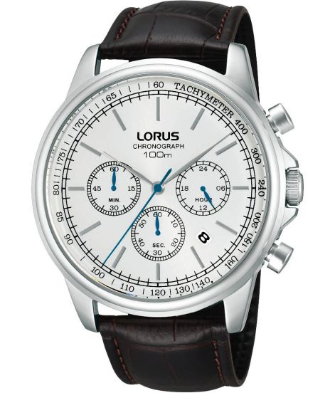 Lorus Male Stainless Steel/ Leather Chronograph RT383CX-9
