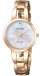 Citizen elegant dameklokke med Eco-Drive og perlemorskive i rosé PVD | EM0433-87D