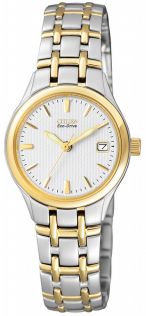 Citizen Eco-Drive dameklokke i tofarget stål med dato | EW1264-50A