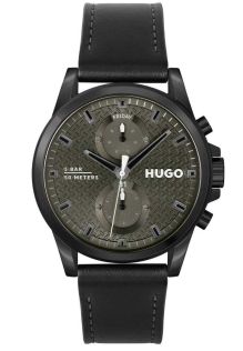 Mens hugo boss aeroliner chronograph black leather watch best sale