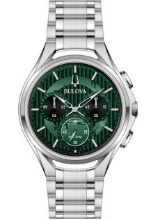 Bulova CURV chronograph herreur med grønn urskive og høy-presisjons urverk | 96A297