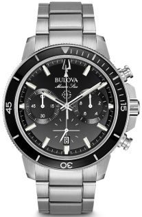 Bulova Marine Star chronograph herreklokke med sort urskive og 200m vanntetthet | 96B272