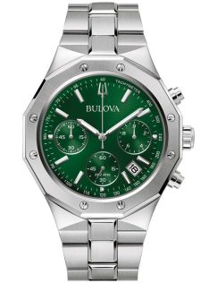 Sportslig herreur fra Bulova med kronograf og grønn urskive i rustfritt stål - Classic Collection | 96B409