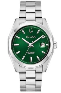 Elegant automatisk herreur fra Bulova med grønn urskive og stållenke - Surveyor Collection | 96B429