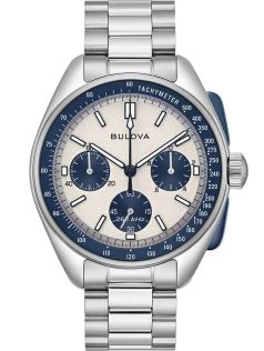 Bulova Lunar Pilot chronograph Apollo 15 edition med blå detaljer og ekstra lærrem | 98K112