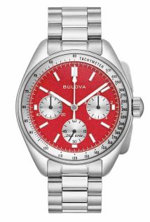Begrenset utgave kronograf fra Bulova med rød urskive og ekstra lærrem - Lunar Pilot Blood Moon | 96K115