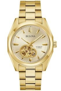 Elegant automatisk herreur fra Bulova med åpen urskive og gulltonet finish - Surveyor Collection | 97A182