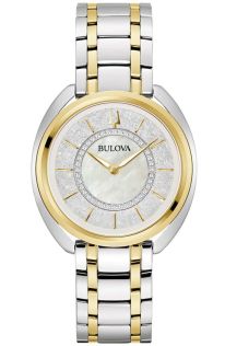 Eksklusivt dameklokke fra Bulova med diamanter, perlemorskive og utskiftbare remmer | 98X134