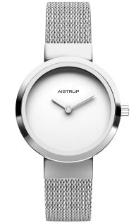 Klassisk minimalistisk dameklokke med hvit urskive og rustfritt stål mesh rem i tidløst skandinavisk design | AIW7610