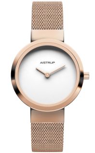 Elegant dameklokke med hvit urskive, rosé finish og kvalitets mesh rem i stilrent design | AIW7615