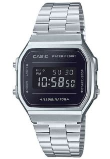 Klassisk digital Casio-klokke med LED-lys og rustfritt stålrem | A168WEM-1EF