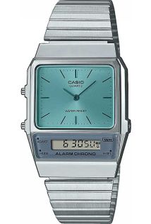 1980-talls inspirert Casio dobbelt tid analog-digital klokke i lys blå | AQ-800EC-2AEF