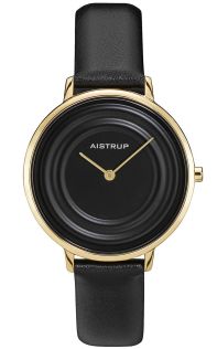 Elegant dameklokke med svart vanndråpeeffekt og gyllen finish fra Aistrup Raindrop-kolleksjonen i 35mm | AIW7710