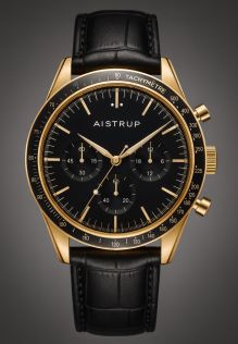 Aistrup AIW8701 Classic Sapphire Chronograph herreur med svart urskive og gulldetaljer | AIW8701