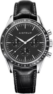 Aistrup AIW8704 Classic Sapphire Chronograph herreur med svart urskive og lærrem | AIW8704