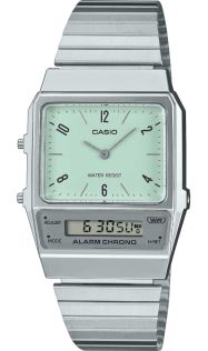 Casio Vintage Ana-Digi klokke i mintgrønn krom med retro stil | AQ-800E-3AEF