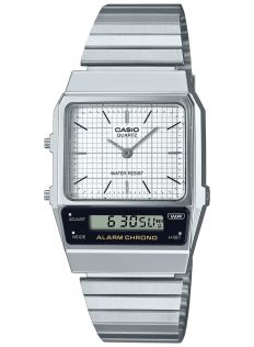 Klassisk ana-digi klokke med stålarmbånd og vintage design | AQ-800E-7AEF