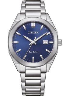 Citizen Eco-Drive herreur i stål | 38mm slankt design med blå solstråle urskive | BM7620-83L