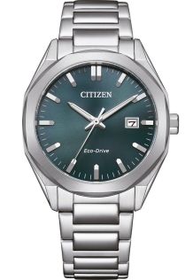 Citizen Eco-Drive unisex klokke i stål med E111 urverk og grønn urskive | BM7620-83X