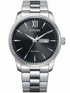 Citizen Eco-Drive herreur i stÄl | Sort urskive med romertall | BM8550-81E