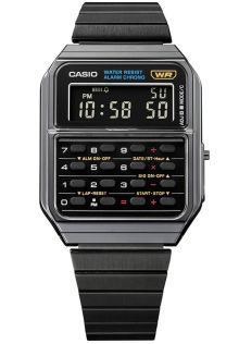 Klassisk kalkulatorklokke med digital skjerm og retro stålarmbånd | CA-500WEGG-1BEF