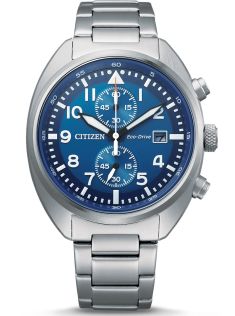Citizen kronograf herreur med Eco-Drive og blå urskive i rustfritt stål | CA7040-85L