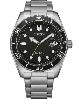 Citizen Eco-Drive sportsur i stål med J810 urverk og dykkerbezel | AW1760-81E