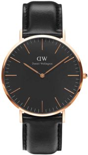 Daniel Wellington Classic Black Sheffield - Herreklokke i rosegull med sort urskive