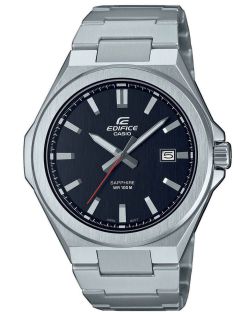 Slank Edifice safirklokke i stål med svart urskive | EFB-108D-1AVUEF
