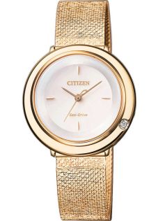 Citizen L Ambiluna dameklokke med mesh lenke og diamant | EM0643-84X