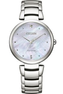 Citizen Eco-Drive dameklokke med perlemorskive og ståldesign | EM0850-80D