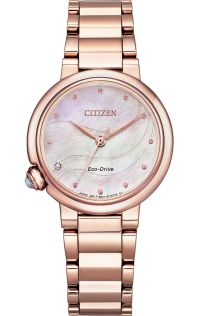 Citizen elegant dameklokke med Eco-Drive og diamant i rosé PVD | EM0912-84Y