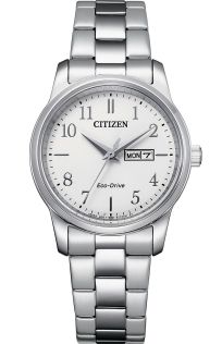Citizen Eco-Drive dameklokke med klassisk hvit urskive | EW3260-84A