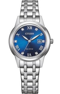 Citizen Eco-Drive dameklokke med blå urskive og romerske tall | FE1240-81L