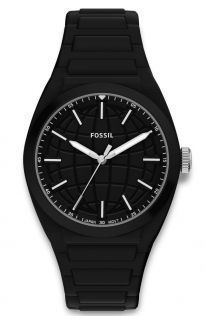 Fossil Mens Black Silicone 42mm