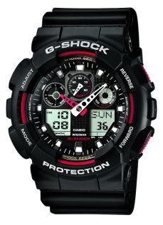 Svart og rød G-Shock Speed Timer med sporty design | GA-100-1A4ER