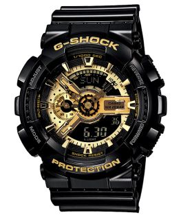 Svart og gullfarget G-Shock digital klokke med luksuriøs finish | GA-110GB-1AER
