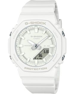 Hvit G-SHOCK med digital-analog display og miljøvennlig design | GMA-P2100-7AER